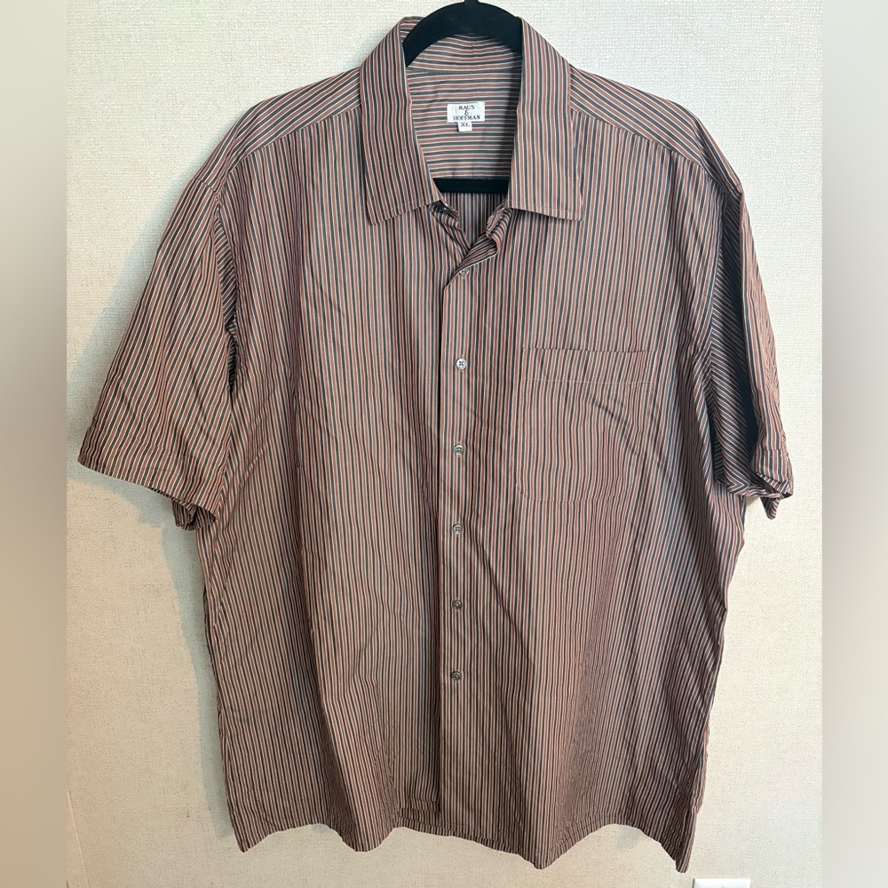 Maus and Hoffman Classic Brown Striped Men's Button-Down Shirt